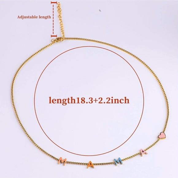 Gold Necklace with Colorful 'MAMA' Letters - Picture 6 of 6